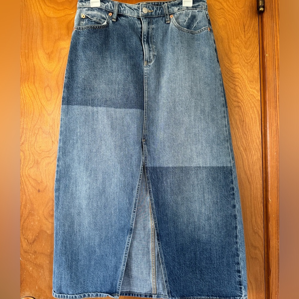 Denim midi skirt